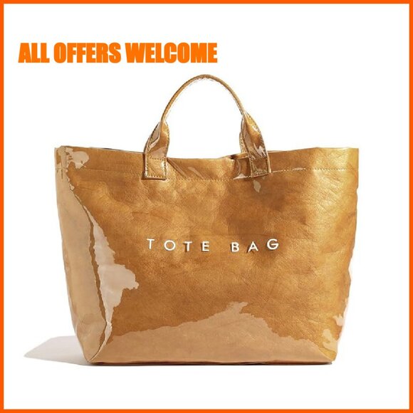 Large PVC Tote Bag for Work Waterproof Spacious Hobo Handbag